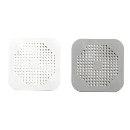 2X Square Drain Cover For Shower Drain Hair Catcher Flat Silicone Plug For Bath - Grey - Mekamart Australia