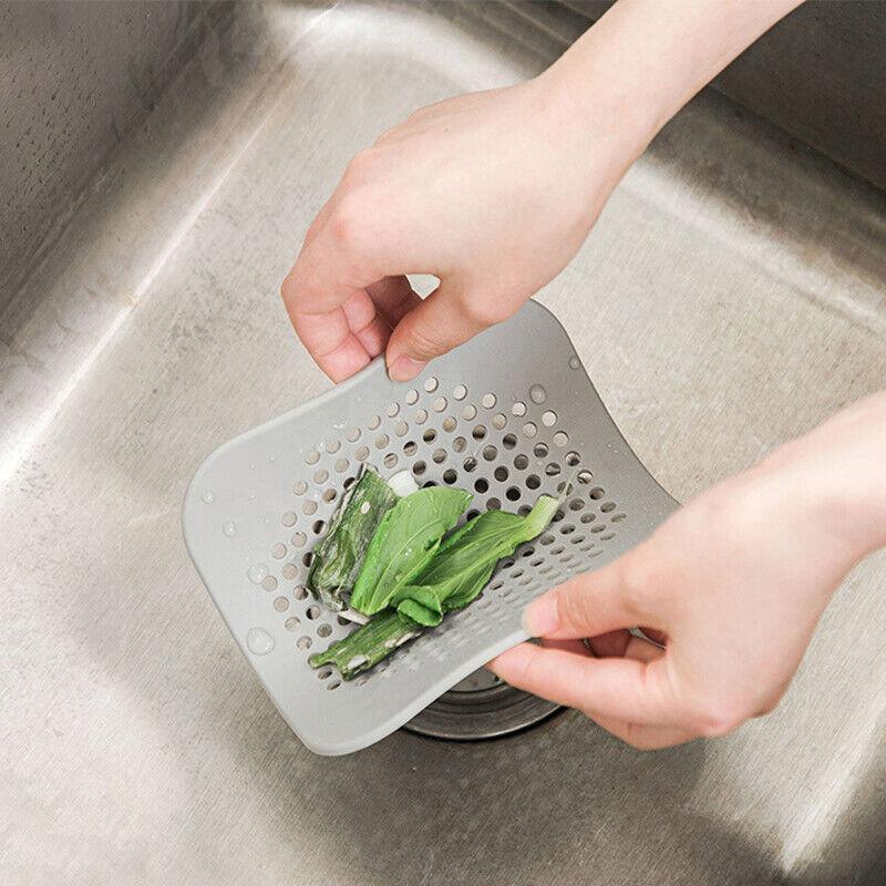 2X Square Drain Cover For Shower Drain Hair Catcher Flat Silicone Plug For Bath - Grey - Mekamart Australia