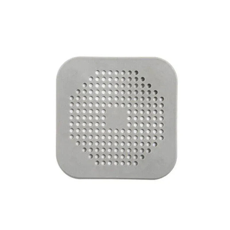 2X Square Drain Cover For Shower Drain Hair Catcher Flat Silicone Plug For Bath - Grey - Mekamart Australia