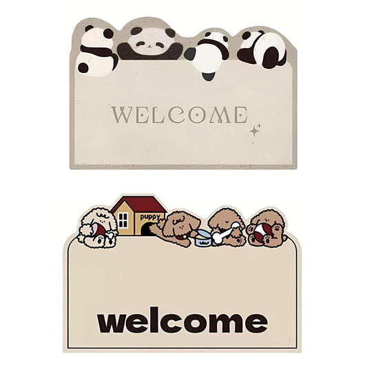 Cartoon Non Slip Household Silk Circle Floor Mat Durable Entryway Rug Can Be Cut - Dog