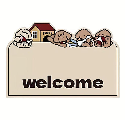 Cartoon Non Slip Household Silk Circle Floor Mat Durable Entryway Rug Can Be Cut - Dog