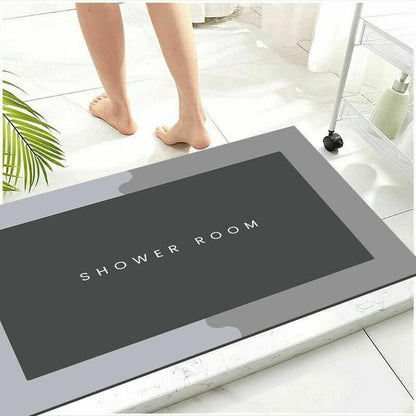 50x80CM Super Absorbent Floor Mat Soft Quick-Drying Non-Slip Diatom Mud Bath - Blue-Oval - Mekamart Australia
