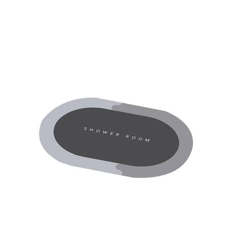 50x80CM Super Absorbent Floor Mat Soft Quick-Drying Non-Slip Diatom Mud Bath - Blue-Oval - Mekamart Australia