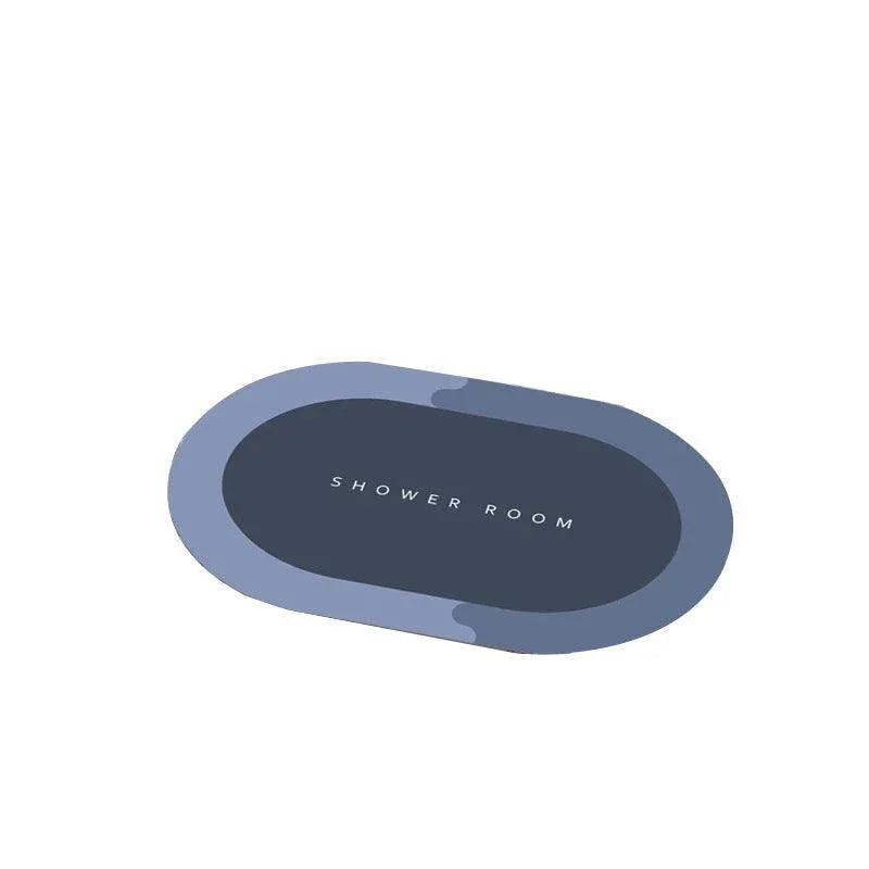 50x80CM Super Absorbent Floor Mat Soft Quick-Drying Non-Slip Diatom Mud Bath - Blue-Oval - Mekamart Australia