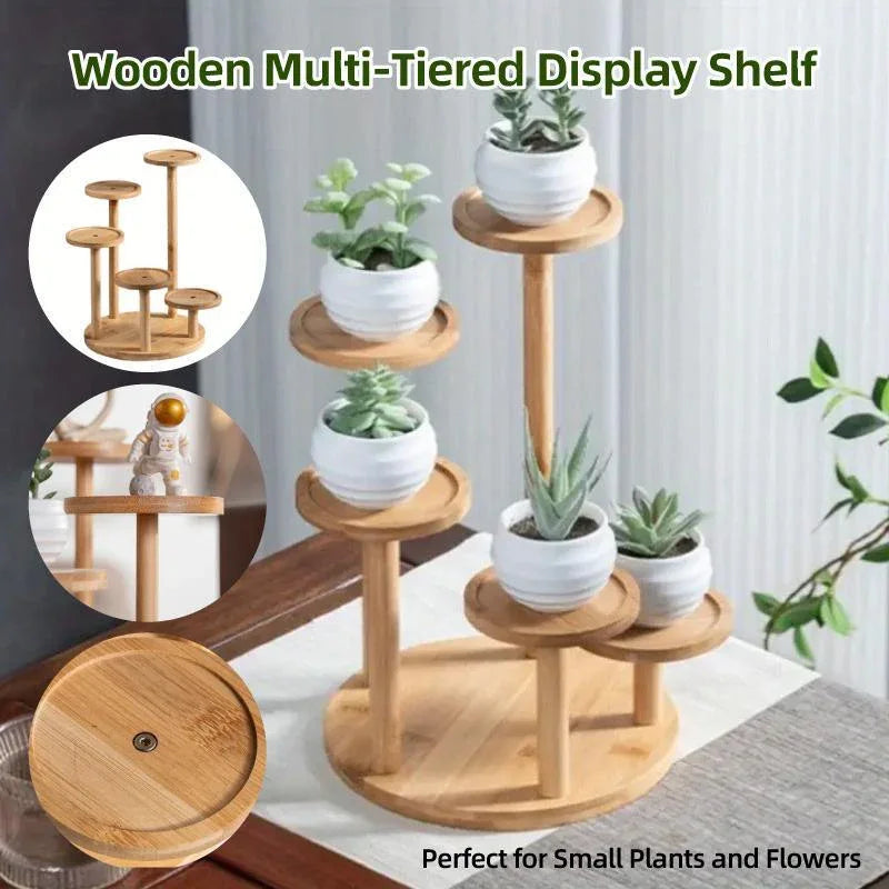 Round Tabletop Flower Stand Balcony Storage Shelf Display Rack Indoor Outdoor - Mekamart Australia