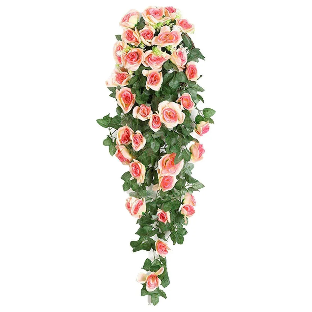 2PCS Artificial Rose Flower Garland Hanging Vine Home Wall Decor Fake Rattan - Rose Red - Mekamart Australia