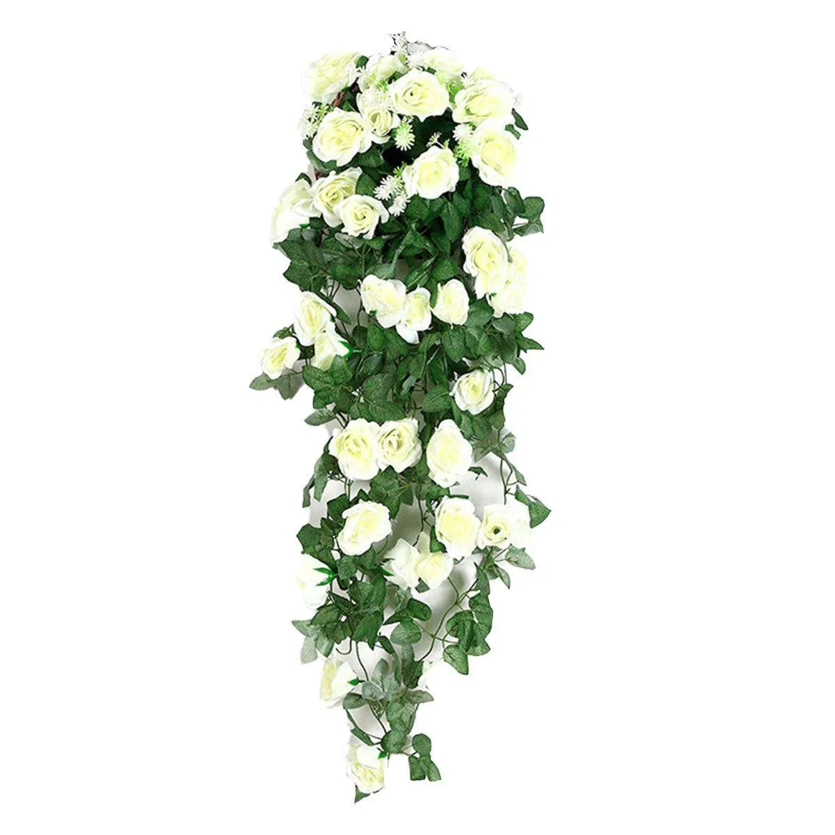 2PCS Artificial Rose Flower Garland Hanging Vine Home Wall Decor Fake Rattan - Rose Red - Mekamart Australia