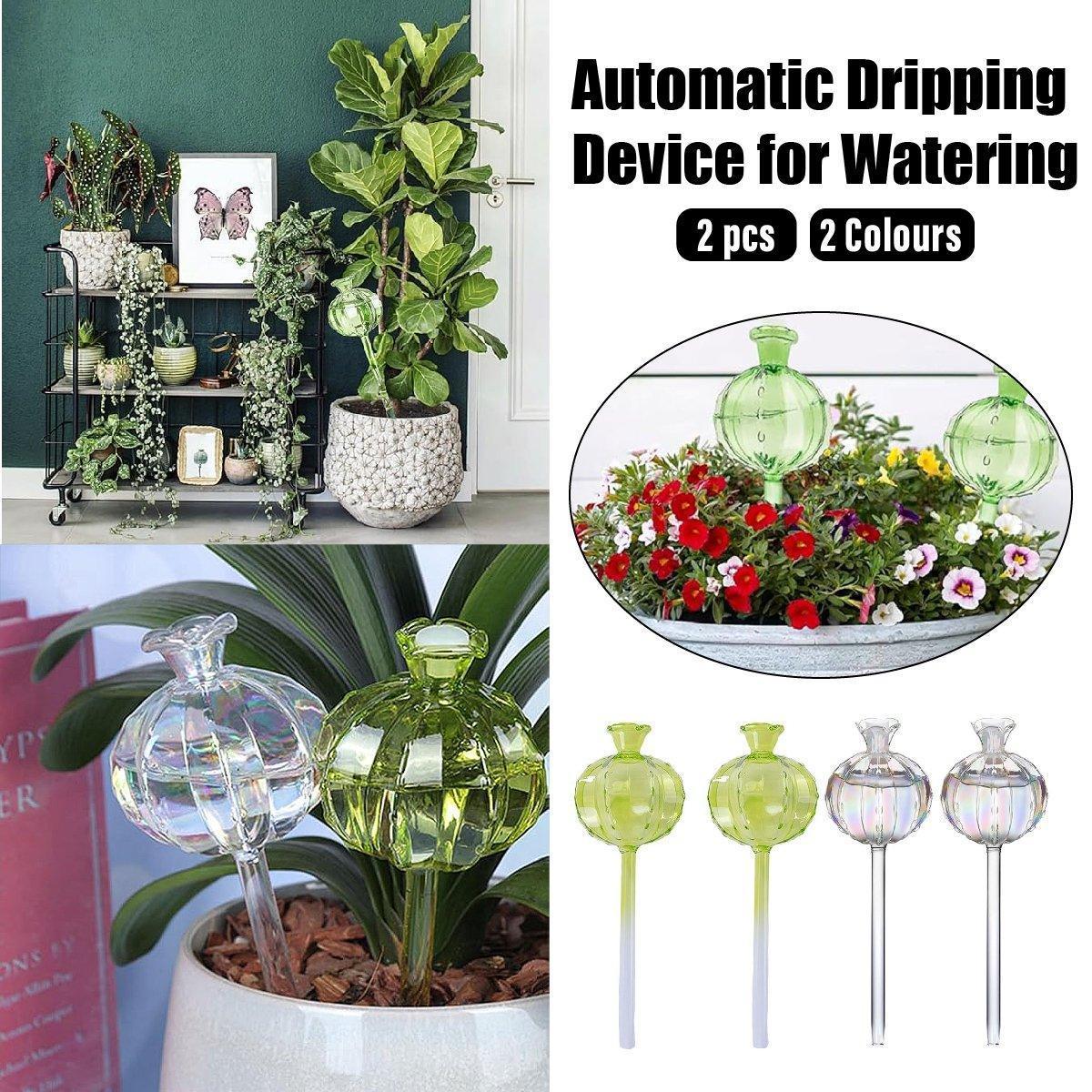 2PCS Automatic Glass Watering Cactus Plant Flower Self Drip Irrigation Tool - Green - Mekamart Australia