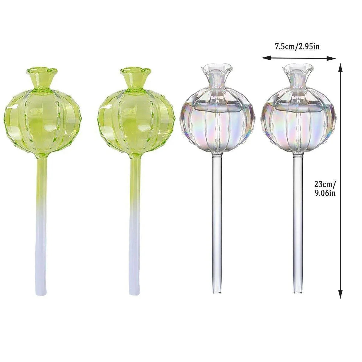 2PCS Automatic Glass Watering Cactus Plant Flower Self Drip Irrigation Tool - Green - Mekamart Australia