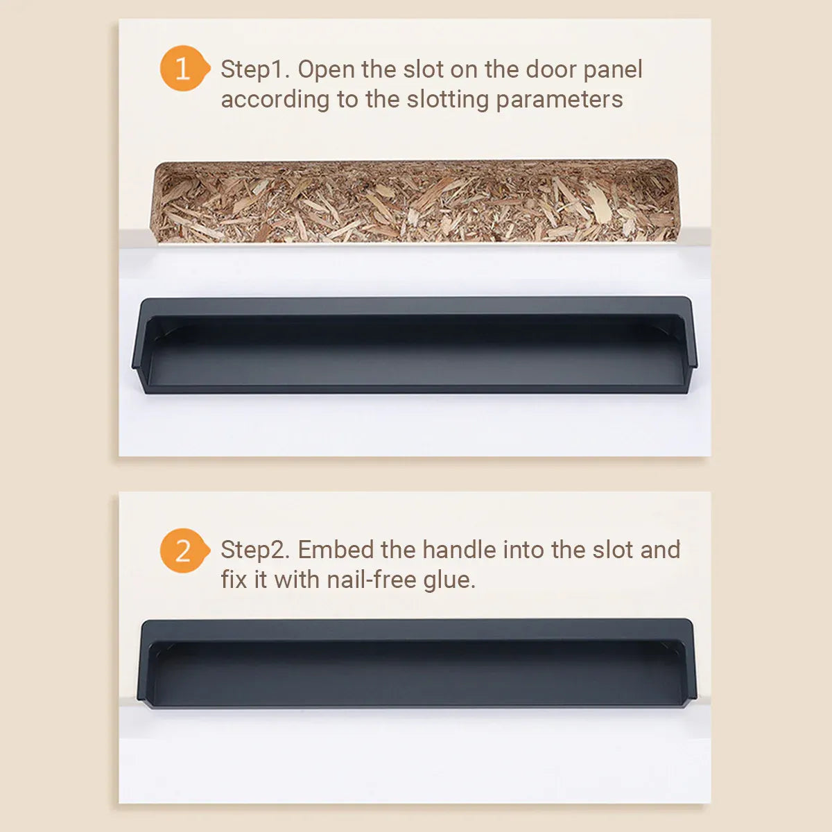 Hidden Recessed Cabinet Handle 120mm 200mm Slotted Drawer Door Pull Furniture - Black-120mm