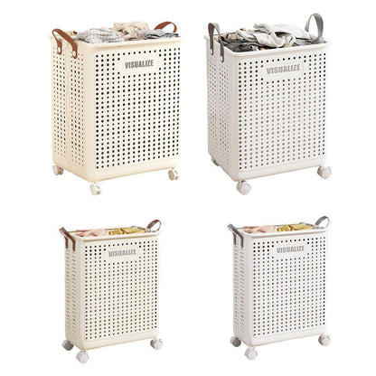 Folding Portable Laundry Basket Multifunctional Storage for Bathroom Household - M-Beige