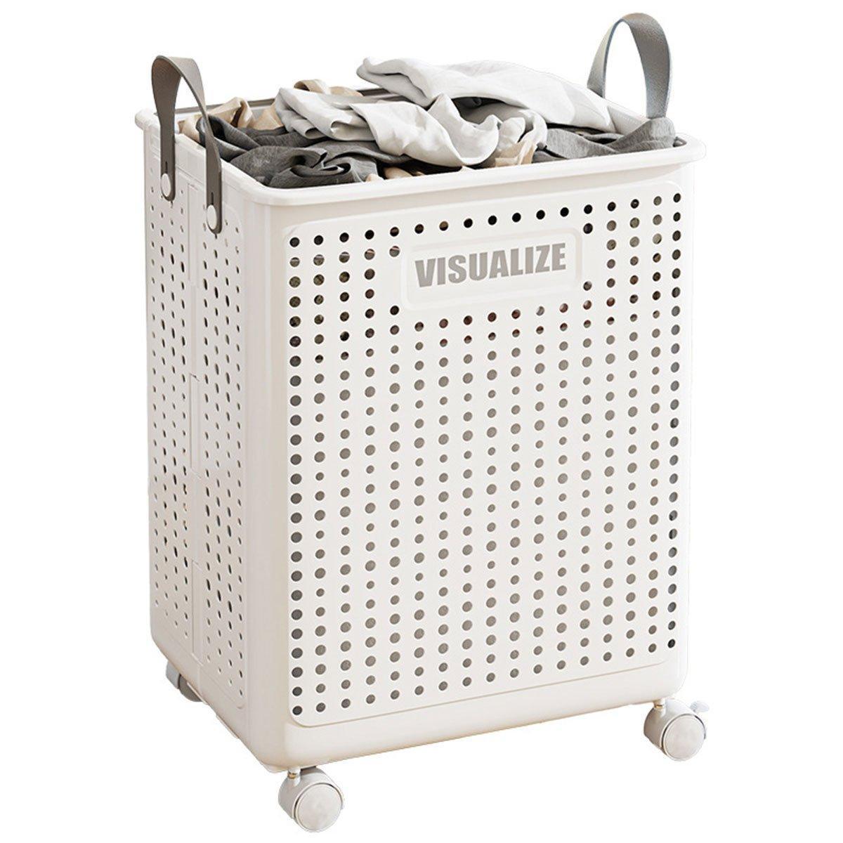Folding Portable Laundry Basket Multifunctional Storage for Bathroom Household - M-Beige