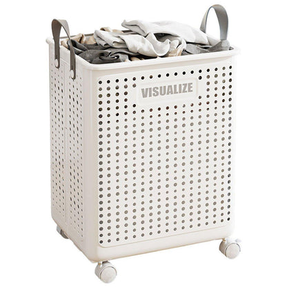 Folding Portable Laundry Basket Multifunctional Storage for Bathroom Household - M-Beige