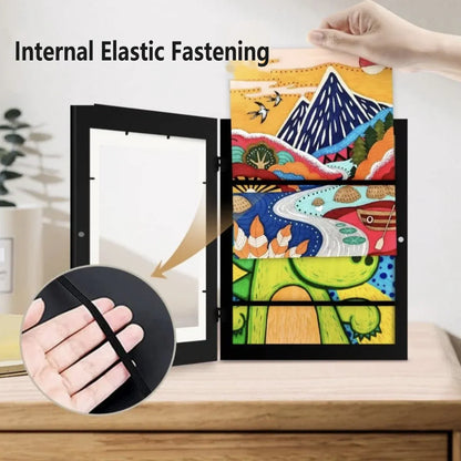 Kids Art Display Frames Set Wooden Artwork Holder 2PCS Children Drawing Storage