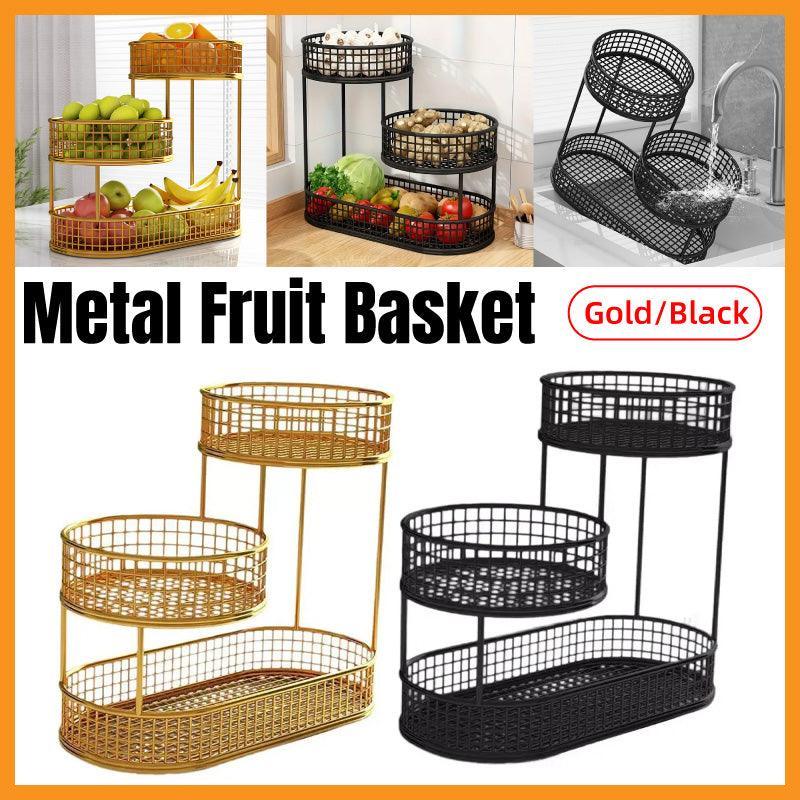 Luxury Multi-Layer Fruit Basket Snack Storage Rack Living Room Coffee Table - Gold - Mekamart Australia