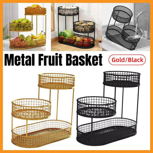 Luxury Multi-Layer Fruit Basket Snack Storage Rack Living Room Coffee Table - Gold - Mekamart Australia