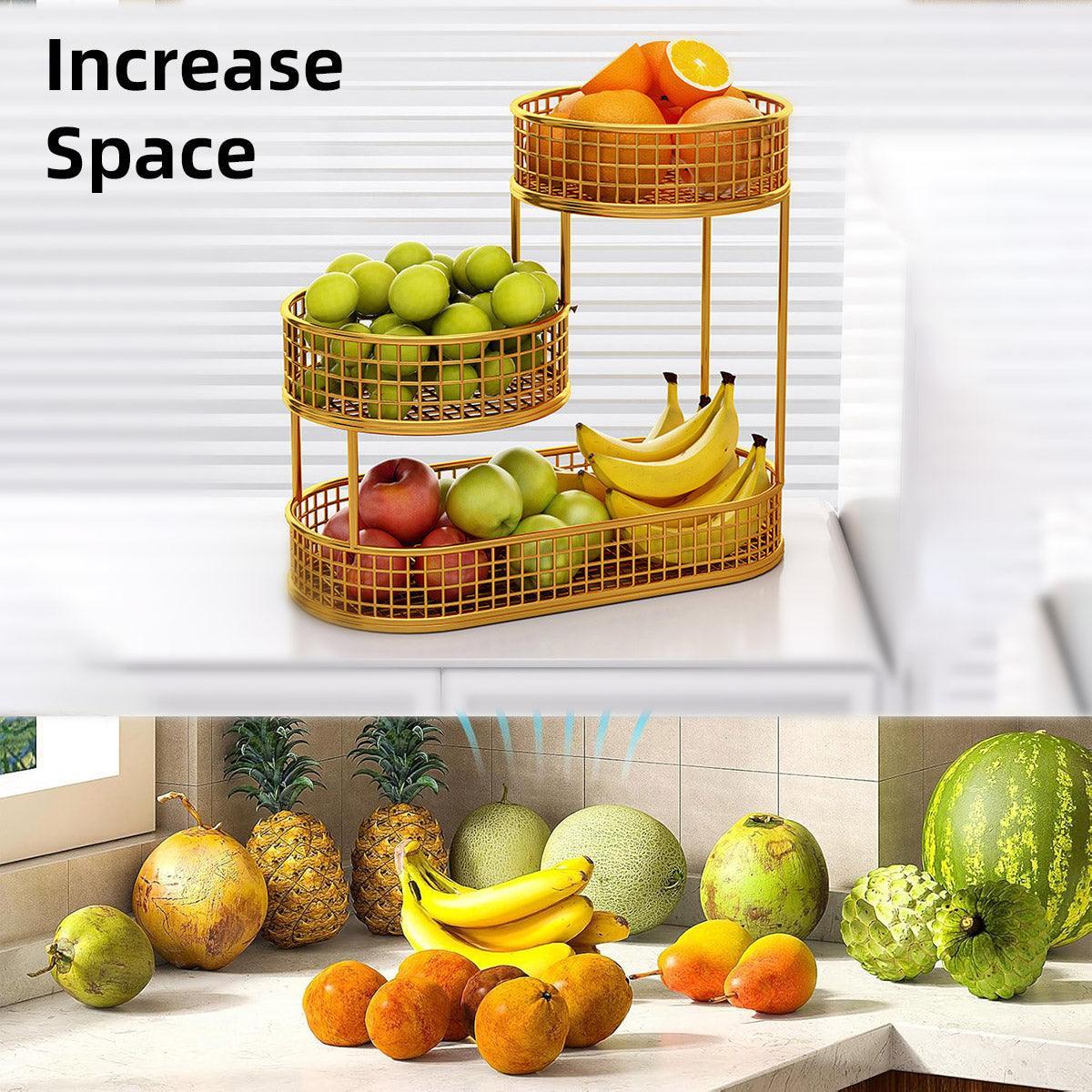 Luxury Multi-Layer Fruit Basket Snack Storage Rack Living Room Coffee Table - Gold - Mekamart Australia