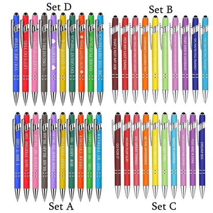 Funny Pens Swear Word Pen Set Black Ink Writing Pen Funny Office Diary Gift - Set D