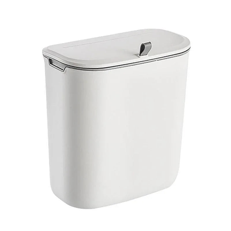 Wall Mounted Hanging Wastebasket with Sliding Lid for Kitchen and Bathroom Use - 9L - Mekamart Australia