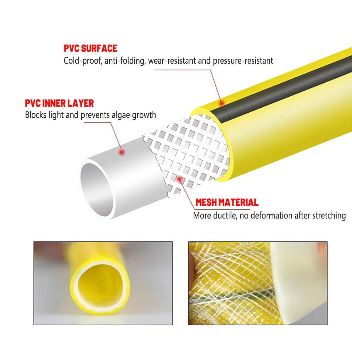 Heavy Duty Garden Hose Pipe Reel Reinforced Anti-kink Outdoor Hosepipe Yellow - 20m - Mekamart Australia