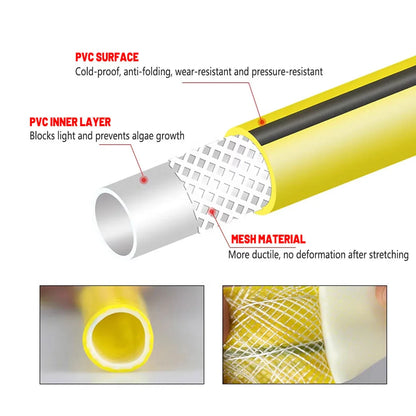Heavy Duty Garden Hose Pipe Reel Reinforced Anti-kink Outdoor Hosepipe Yellow - 20m - Mekamart Australia