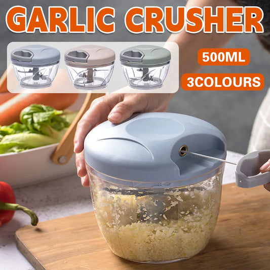 500ml Manual Meat Mincer Garlic Chopper Rotate Garlic Press Crusher Vegetable - Pink - Mekamart Australia