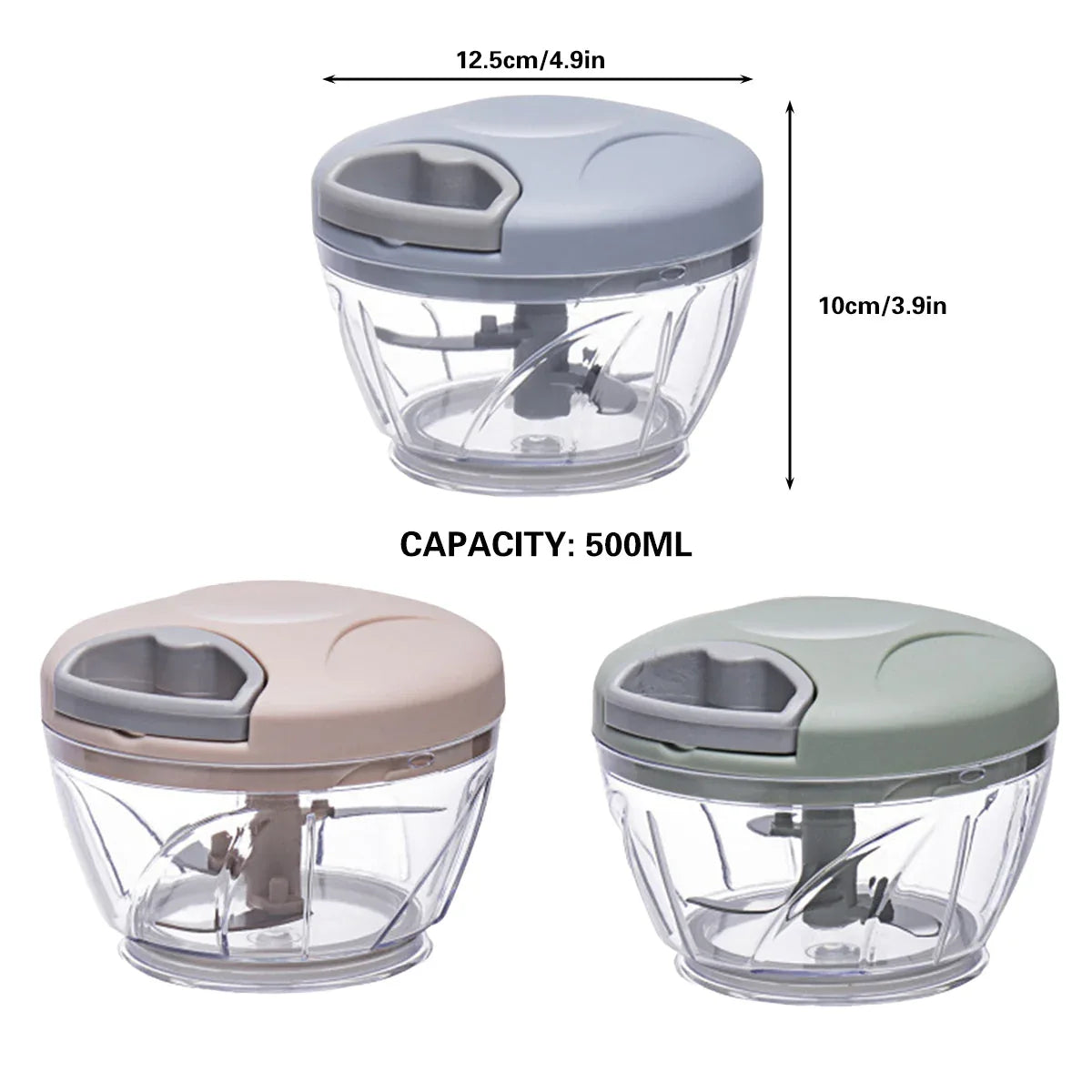 500ml Manual Meat Mincer Garlic Chopper Rotate Garlic Press Crusher Vegetable - Pink - Mekamart Australia