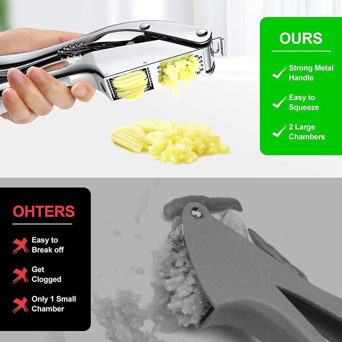 Multifunctional Garlic Press Aluminum Alloy Two-in-One Garlic Cutter Masher Tool - Mekamart Australia