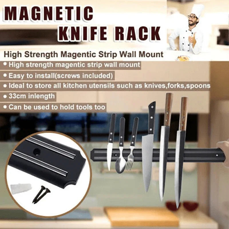 2X Magnetic Knife Rack Magnet Wall Mount Holder Strip Utensil Shelf Kitchen Tool - Mekamart Australia