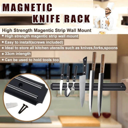 2X Magnetic Knife Rack Magnet Wall Mount Holder Strip Utensil Shelf Kitchen Tool - Mekamart Australia