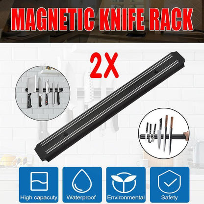 2X Magnetic Knife Rack Magnet Wall Mount Holder Strip Utensil Shelf Kitchen Tool - Mekamart Australia