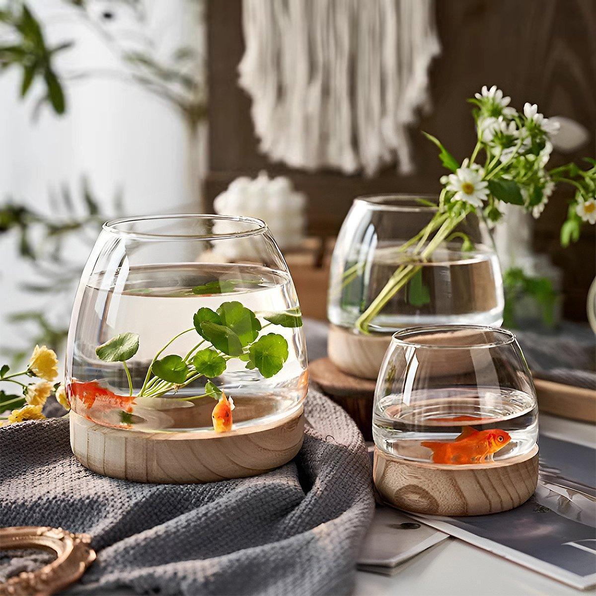 Japanese Style Small Glass Vases Fish Tank for Elegant Home Decor - S - Mekamart Australia