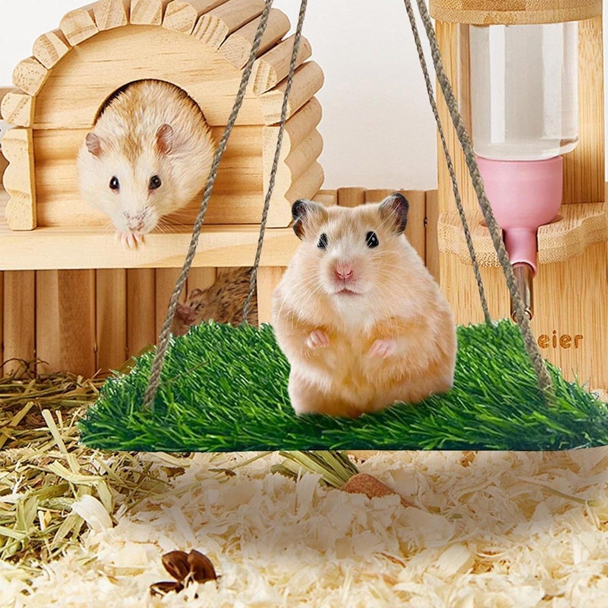 Parrot Turf Hammock Climbing Toy for Hamster Pet Bed Hanging Swing for Small Pet - Quadrate