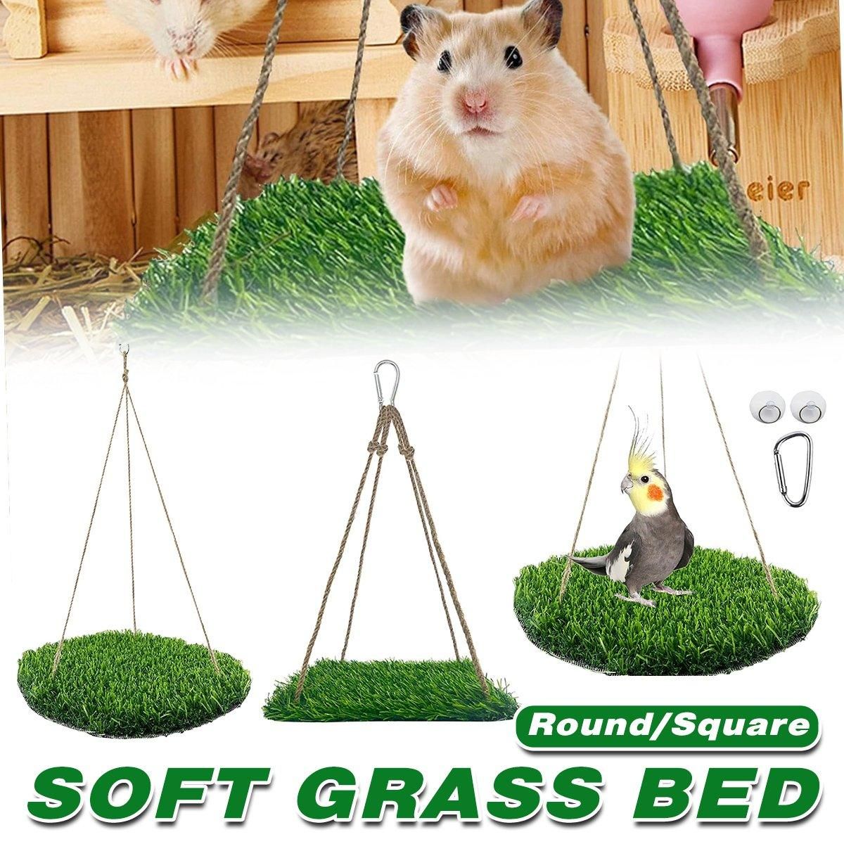 Parrot Turf Hammock Climbing Toy for Hamster Pet Bed Hanging Swing for Small Pet - Quadrate