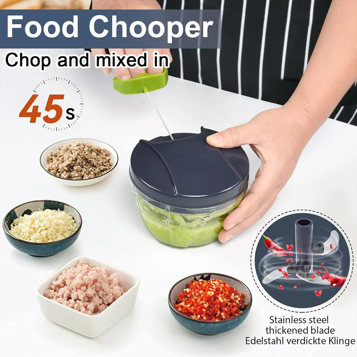 Garlic Press Chopper Slicer Hand Presser Grinder Crusher Home Kitchen Tools Use - 600ml - Mekamart Australia