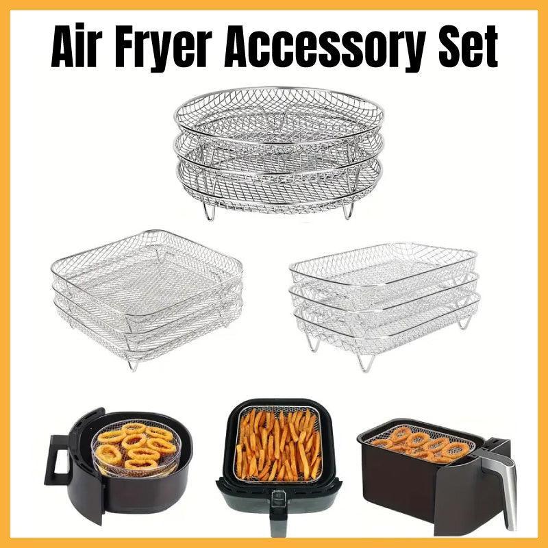 Air Fryer Grill Rack Multi Layer Removable Shelf Mesh Rack for Cooking BBQ - Rectangle - Mekamart Australia