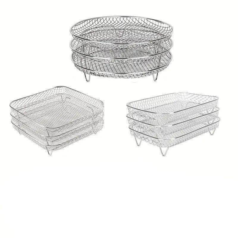 Air Fryer Grill Rack Multi Layer Removable Shelf Mesh Rack for Cooking BBQ - Rectangle - Mekamart Australia