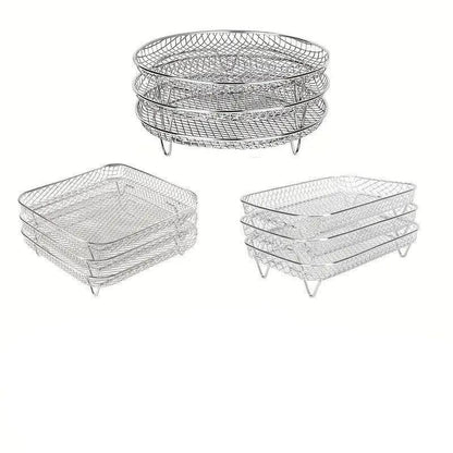 Air Fryer Grill Rack Multi Layer Removable Shelf Mesh Rack for Cooking BBQ - Rectangle - Mekamart Australia