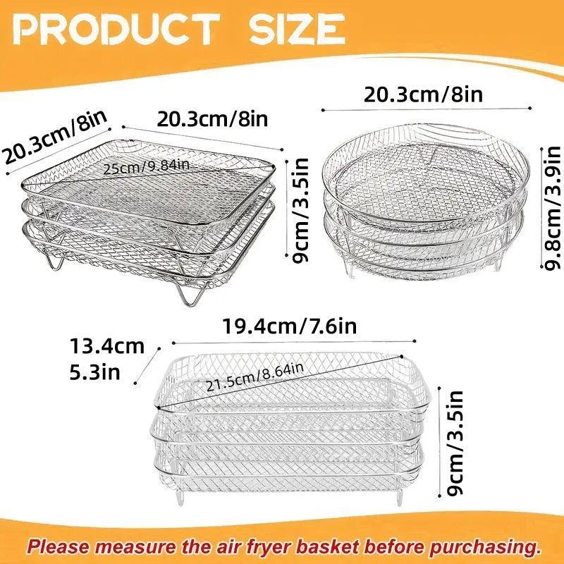 Air Fryer Grill Rack Multi Layer Removable Shelf Mesh Rack for Cooking BBQ - Rectangle - Mekamart Australia