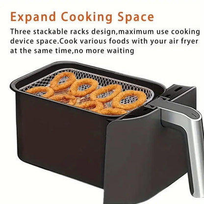 Air Fryer Grill Rack Multi Layer Removable Shelf Mesh Rack for Cooking BBQ - Rectangle - Mekamart Australia