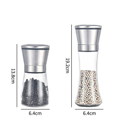 Stainless Steel Manual Salt and Pepper Grinder with Adjustable Ceramic Core - 200ML - Mekamart Australia