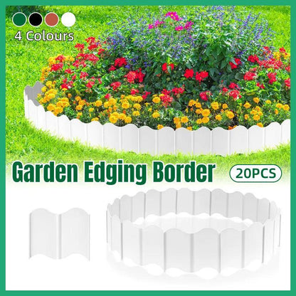 20PCS Garden Edging Fence Decorative Plastic Lawn Border Panels Landscaping - Green - Mekamart Australia
