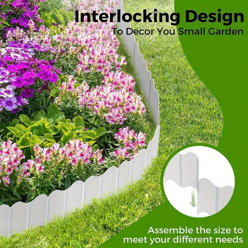 20PCS Garden Edging Fence Decorative Plastic Lawn Border Panels Landscaping - Green - Mekamart Australia