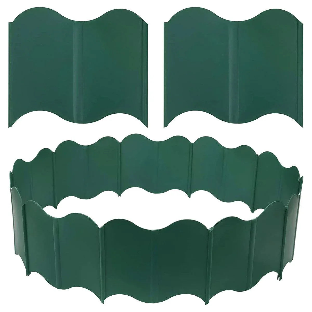 20PCS Garden Edging Fence Decorative Plastic Lawn Border Panels Landscaping - Green - Mekamart Australia