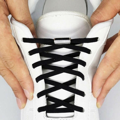 No Tie Locked Elastic Shoelace Shoe Lace Lazy Laces Sneakers Sports - Grey