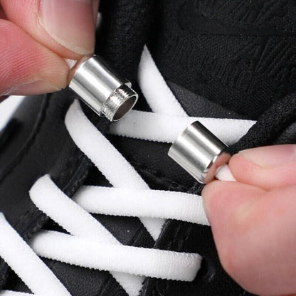 No Tie Locked Elastic Shoelace Shoe Lace Lazy Laces Sneakers Sports - Grey