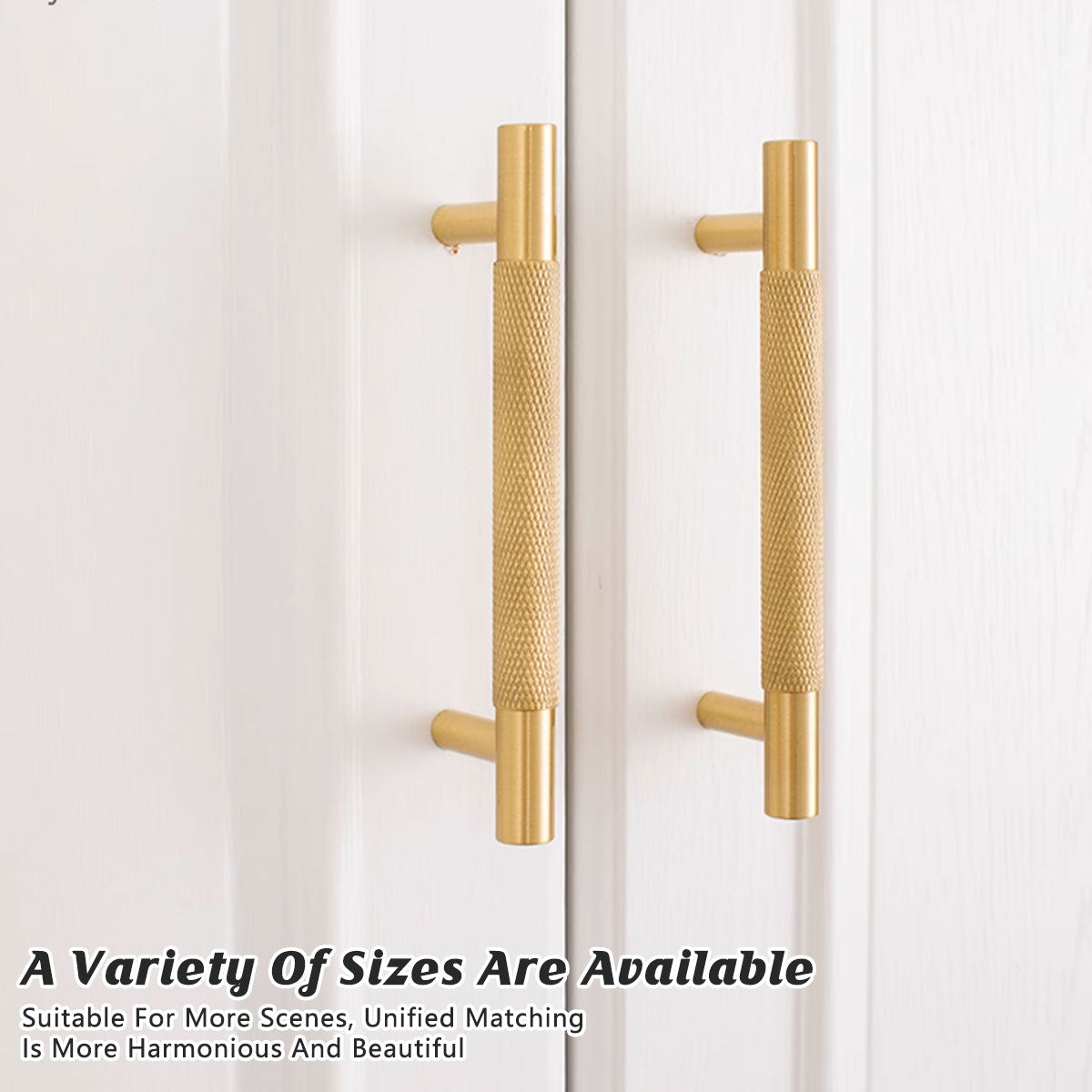 Light Luxury Cabinet Handle Full Copper Gold Straight Knurled Drawer Door Pull - 96mm