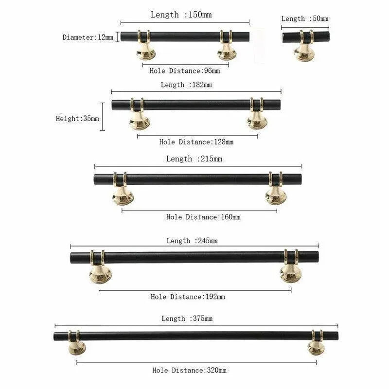 Black Gold Design Kitchen Cabinet Handles Drawer Bar Handle Pull 96 128 160 192 320MM - 160mm