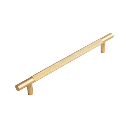 Light Luxury Cabinet Handle Full Copper Gold Straight Knurled Drawer Door Pull - Single Hole
