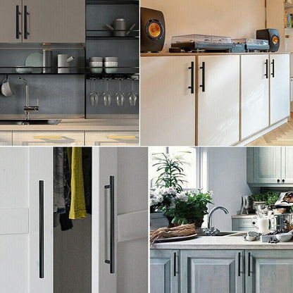 5pcs Silver Kitchen Cabinet Door Handles Stainless Steel Door Drawer Pull T Bar - 100mm/64mm